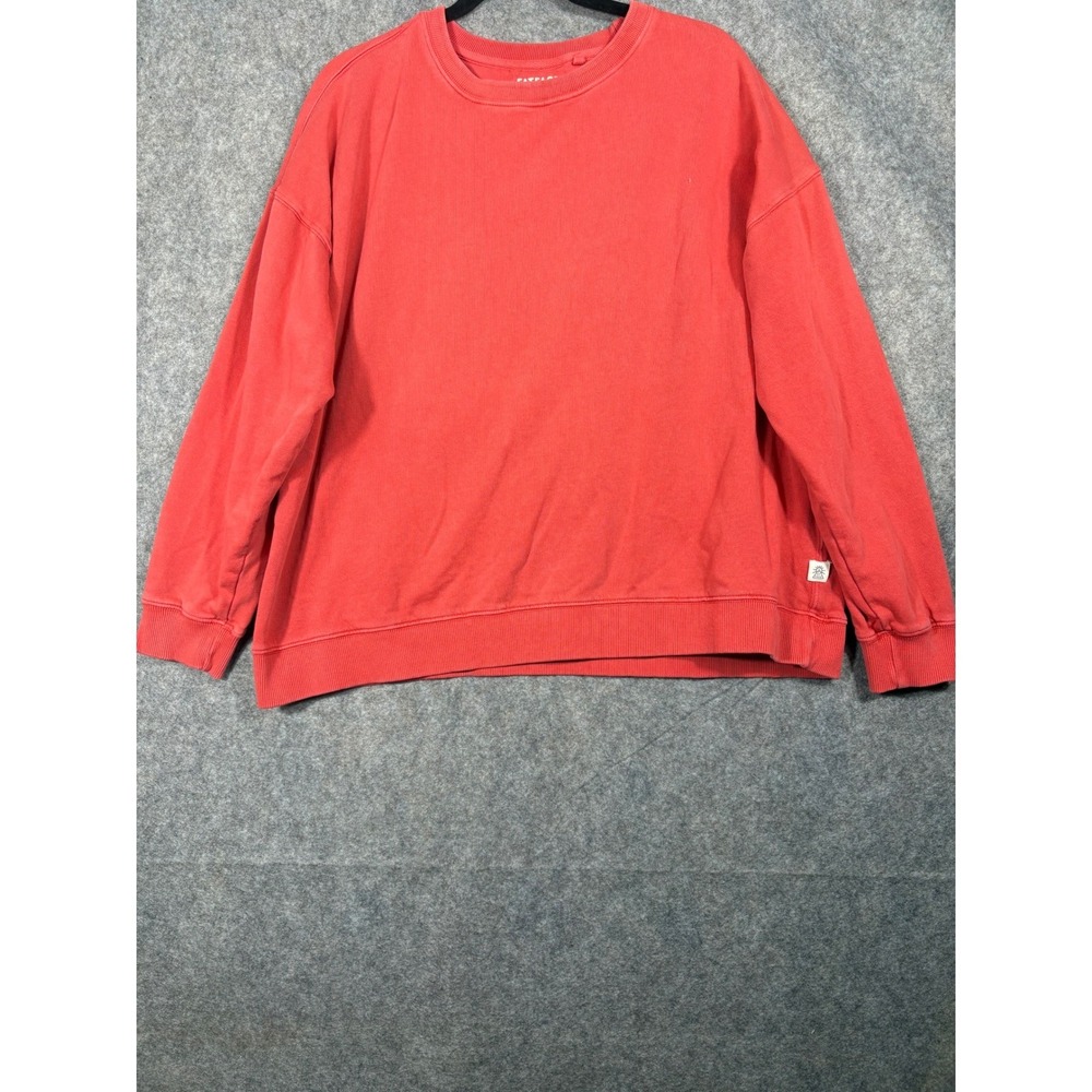 FATFACE Organic Cotton Red Tomato Crewneck Sweatshirt Pullover Women Size 14